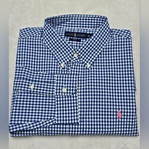 Ralph Lauren Blue and White Casual Button Down Shirt